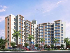 Swadesh project building elevation — 1 and 2 BHK flats at Kanhe Phata, Talegaon