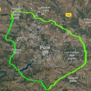 Pune Ring Road 2026 route map showing western alignment near Urse, Maval and Talegaon