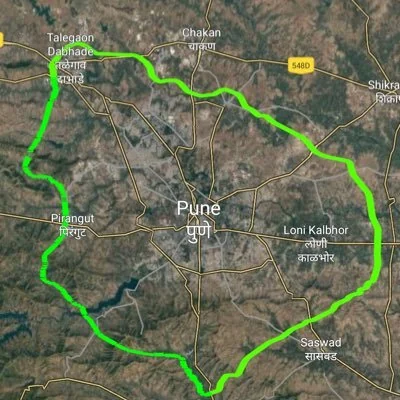 Pune Ring Road 2026 route map showing western alignment near Urse, Maval and Talegaon